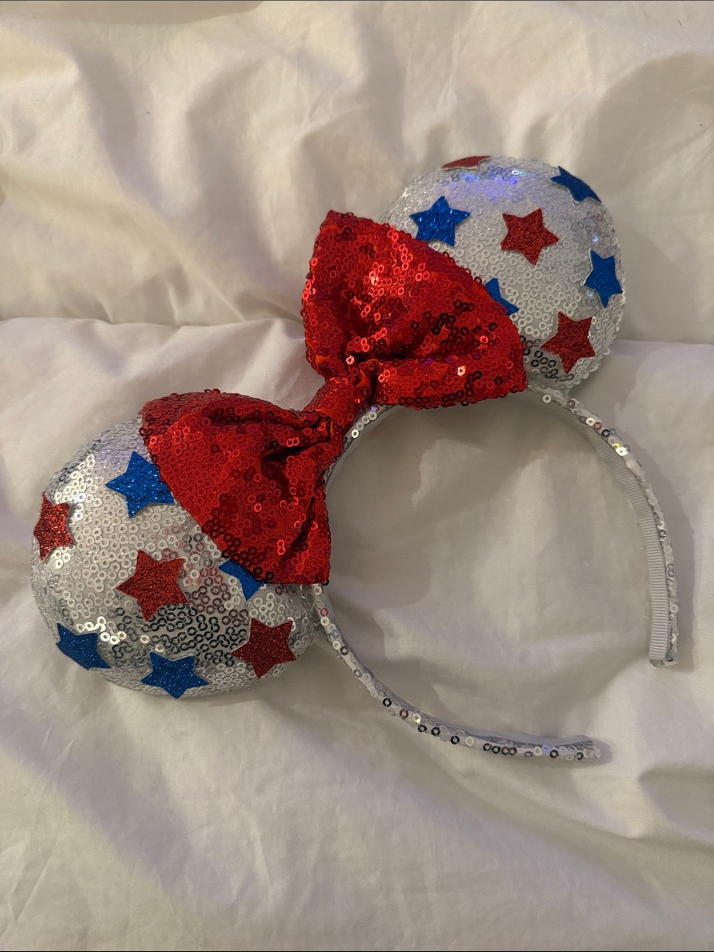 Disney Sequin Star Mouse Ears Headband with Red Bow